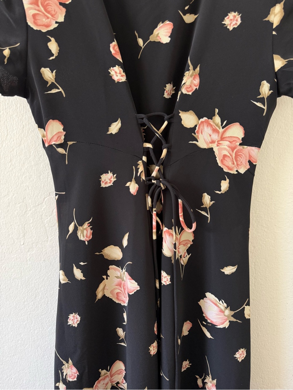 Vintage 90’s Decked Out Black Floral Maxi Dress SZ 5/6 Boho Whimsigoth - Picture 10 of 14
